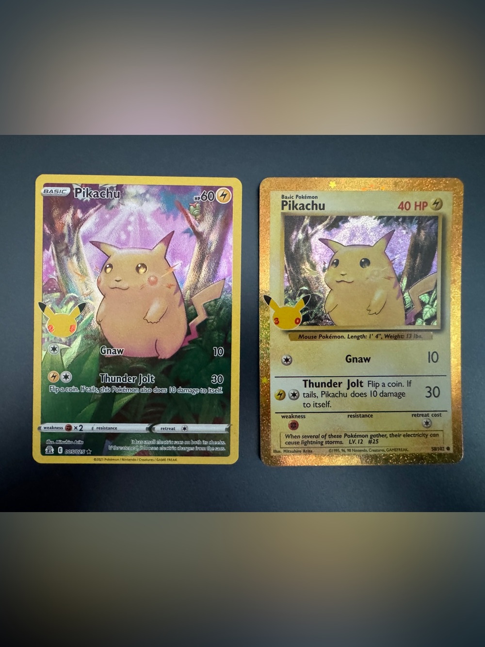 Pokemon Pikachu 25th anniversary and 30th anniversary Trading Cards